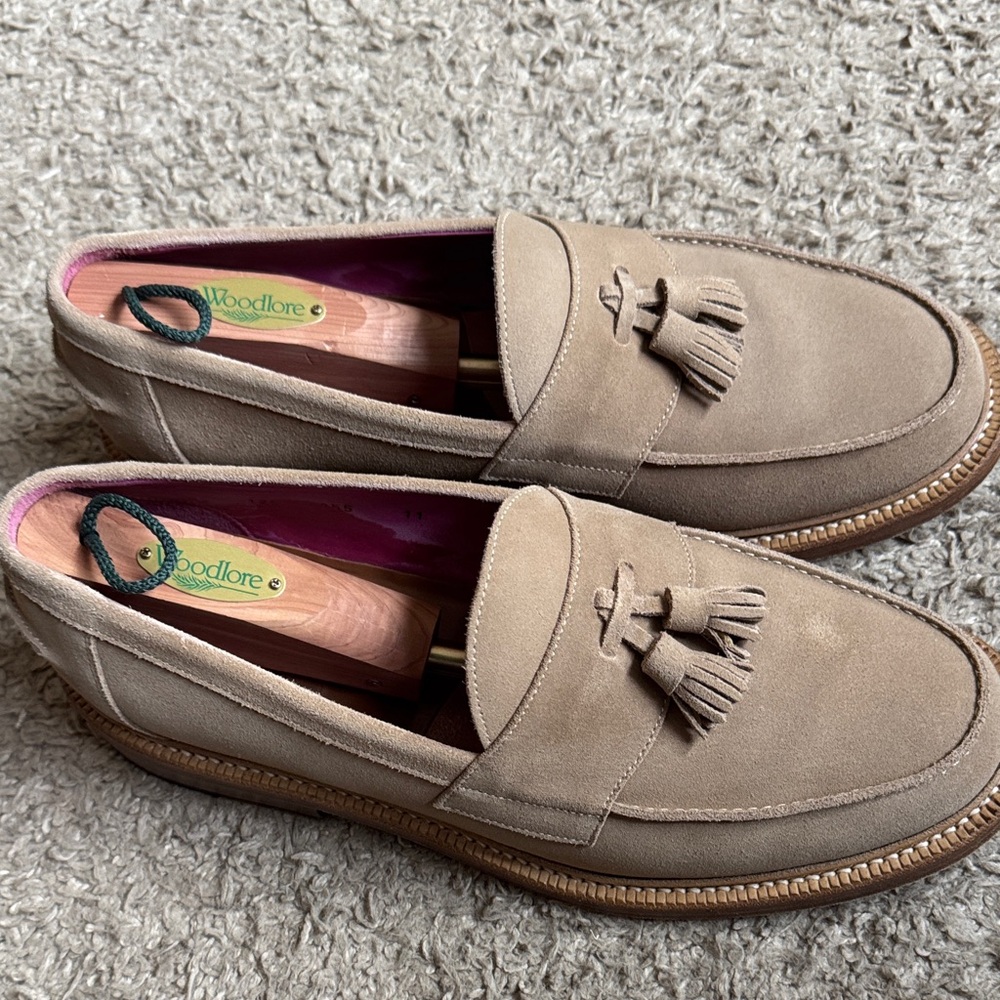 Blackstock & Weber Taupe Suede Tassel Loafers
